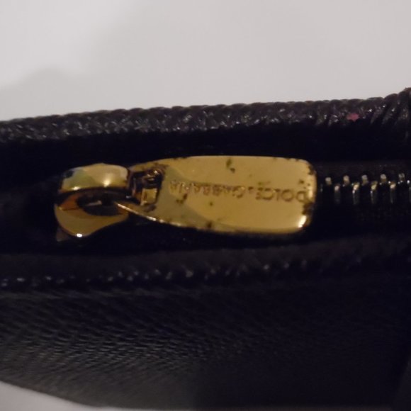 Dolce & Gabbana Saffiano Leather Logo Plaque Trifold Wallet Eggplant Cardholder - Picture 8 of 13